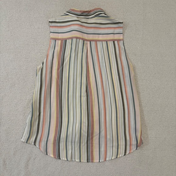 BeachLunchLounge Striped Sleeveless Top Tie-Front‎ Casual Blouse Size M - Picture 2 of 5